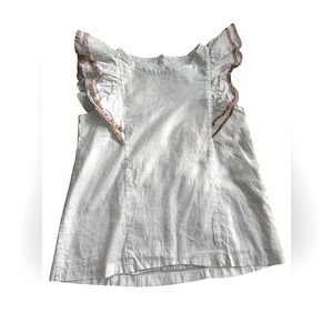 Janie and Jack White Pink Ruffle Sleeve Top - Size 8 (Girls)